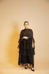 Celestial cascade Black Abaya
