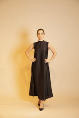 Chinese Neck in Silk Dress