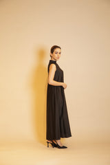 Chinese Neck in Silk Dress