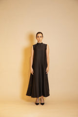 Chinese Neck in Silk Dress