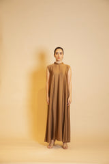 Chinese Neck in Silk Dress