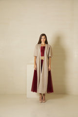 Burgundy Gold Dress - Boutique Muscat