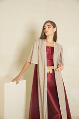 Burgundy Gold Dress - Boutique Muscat