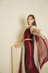 Burgundy Gold Dress - Boutique Muscat