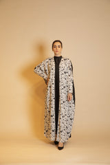 Ink and Ivory Blossom Linen Abaya