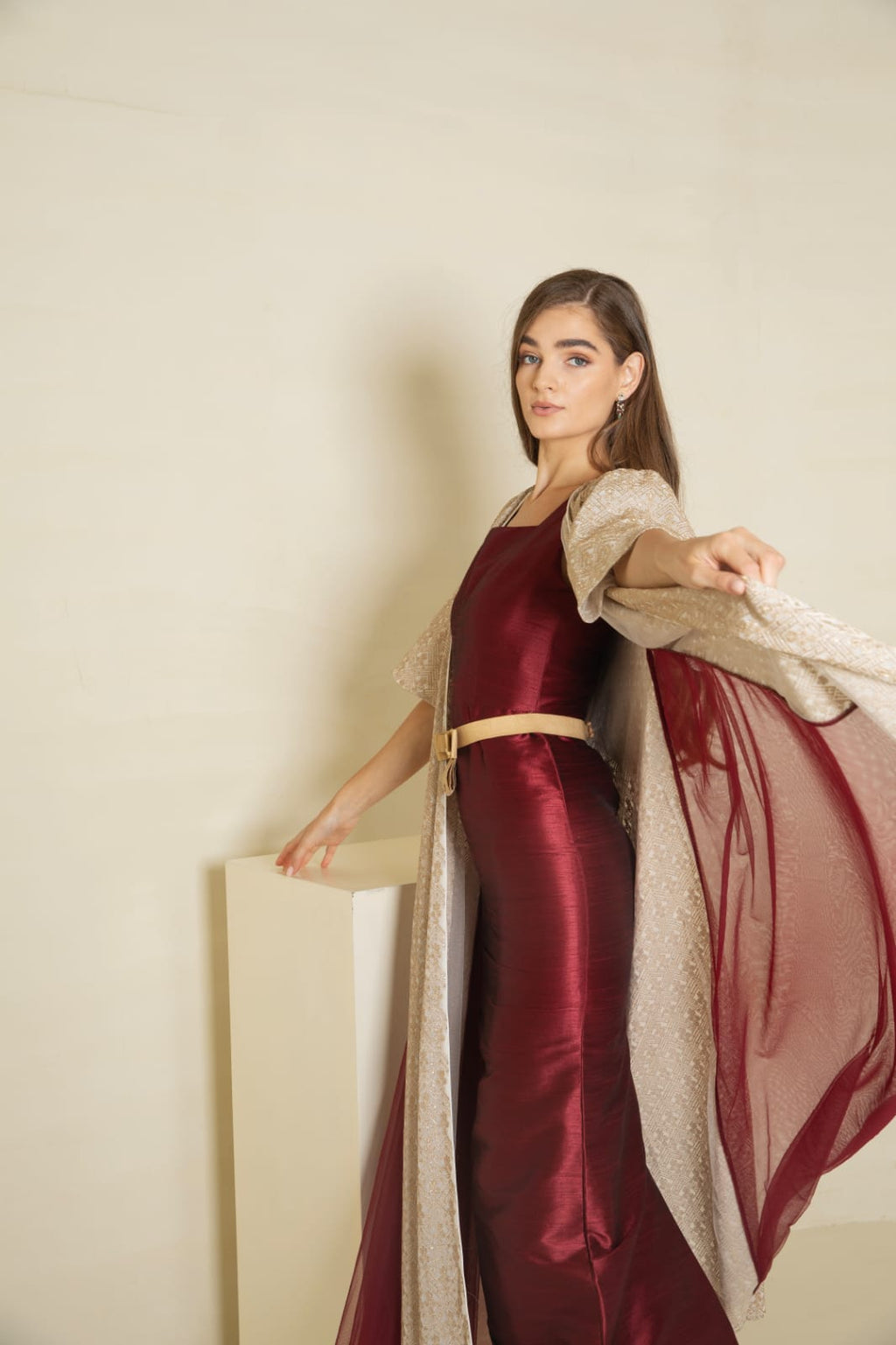Burgundy Gold Dress