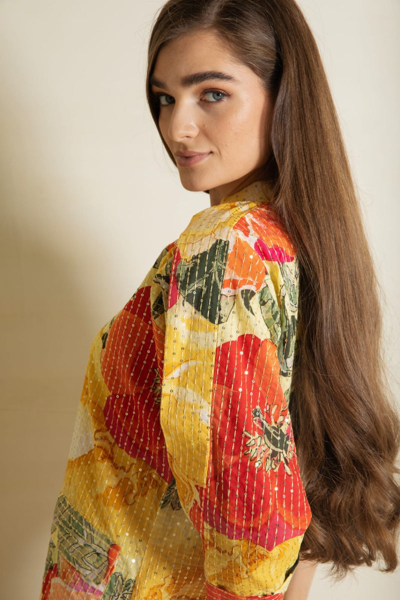Yellow Blossom Kaftan - Boutique Muscat 