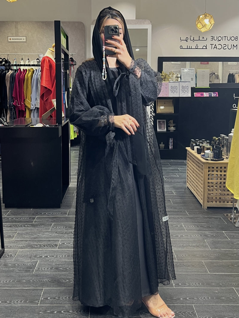 PLEATED SHEER ABAYA - Boutique Muscat 
