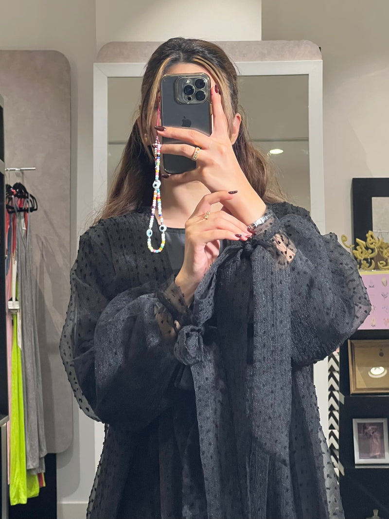 PLEATED SHEER ABAYA - Boutique Muscat 