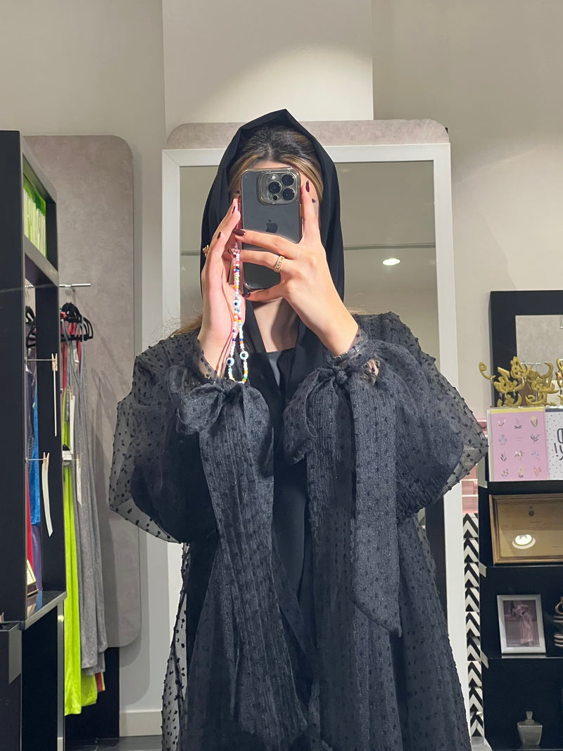 PLEATED SHEER ABAYA - Boutique Muscat 